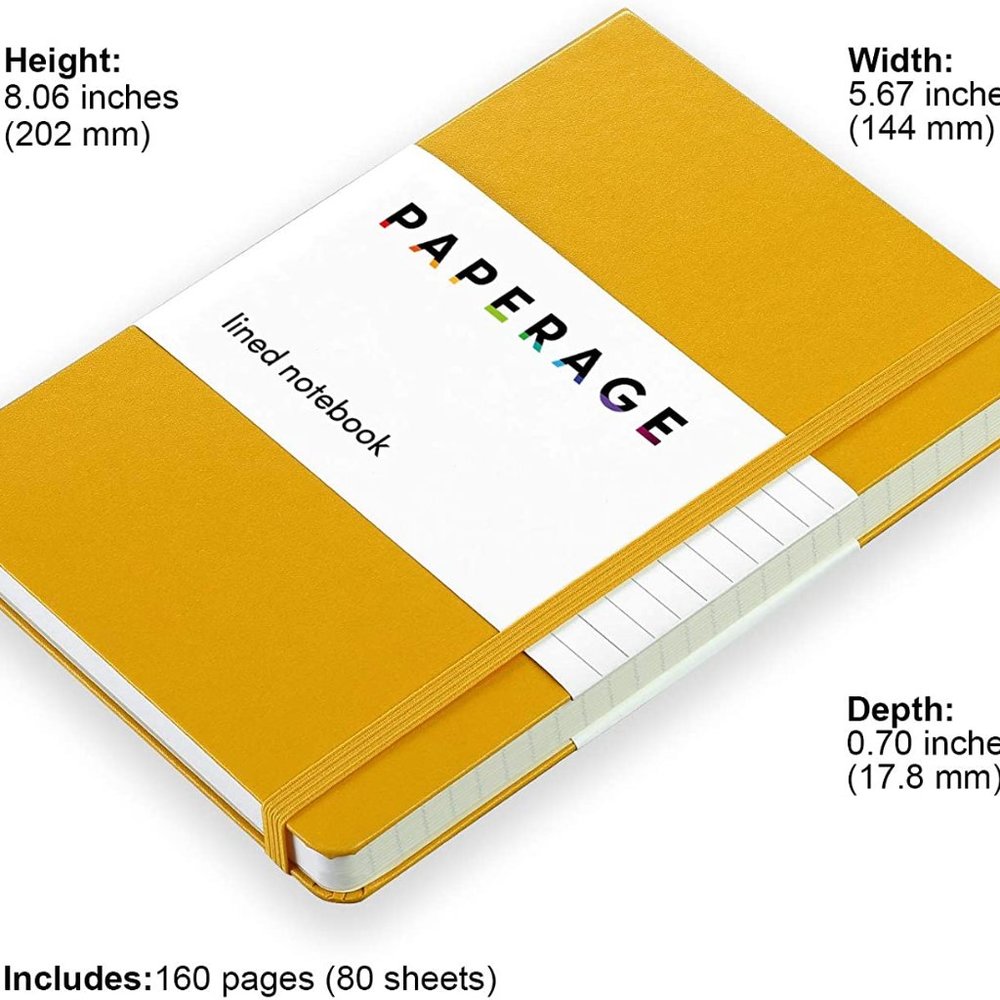 Paperage Yellow Hard Cover Lined Journal Notebook - Picture 2 of 4
